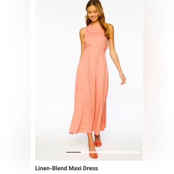 Forever 21 | Dresses | Nwt Forever 2 Coral Linen Blend Midi Dress Size  Large | Poshmark